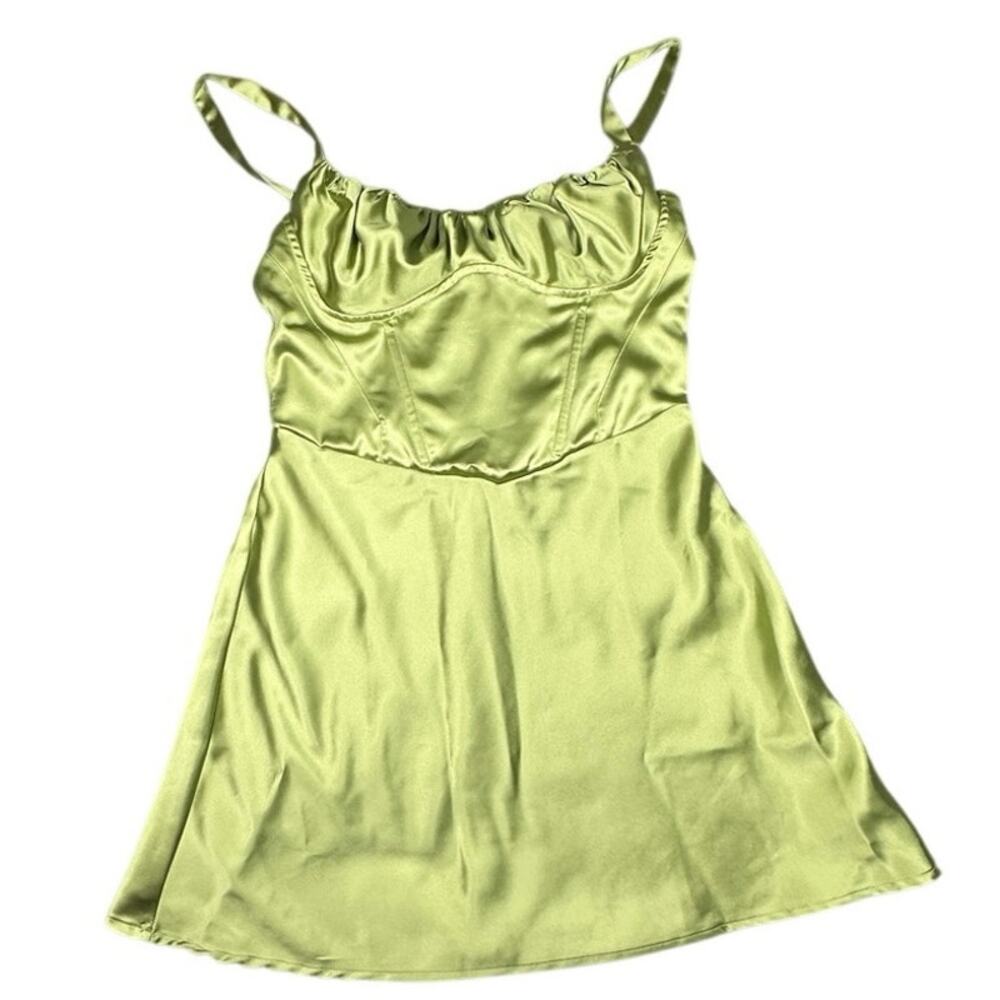 Princess Polly Corset Mini Dress Green Satin Boned Stanton
